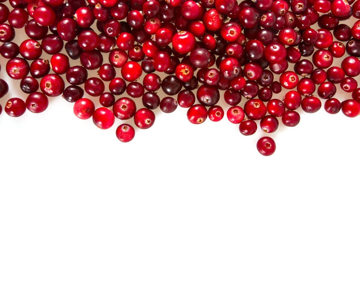 cranberries spilling down from the top of the frame