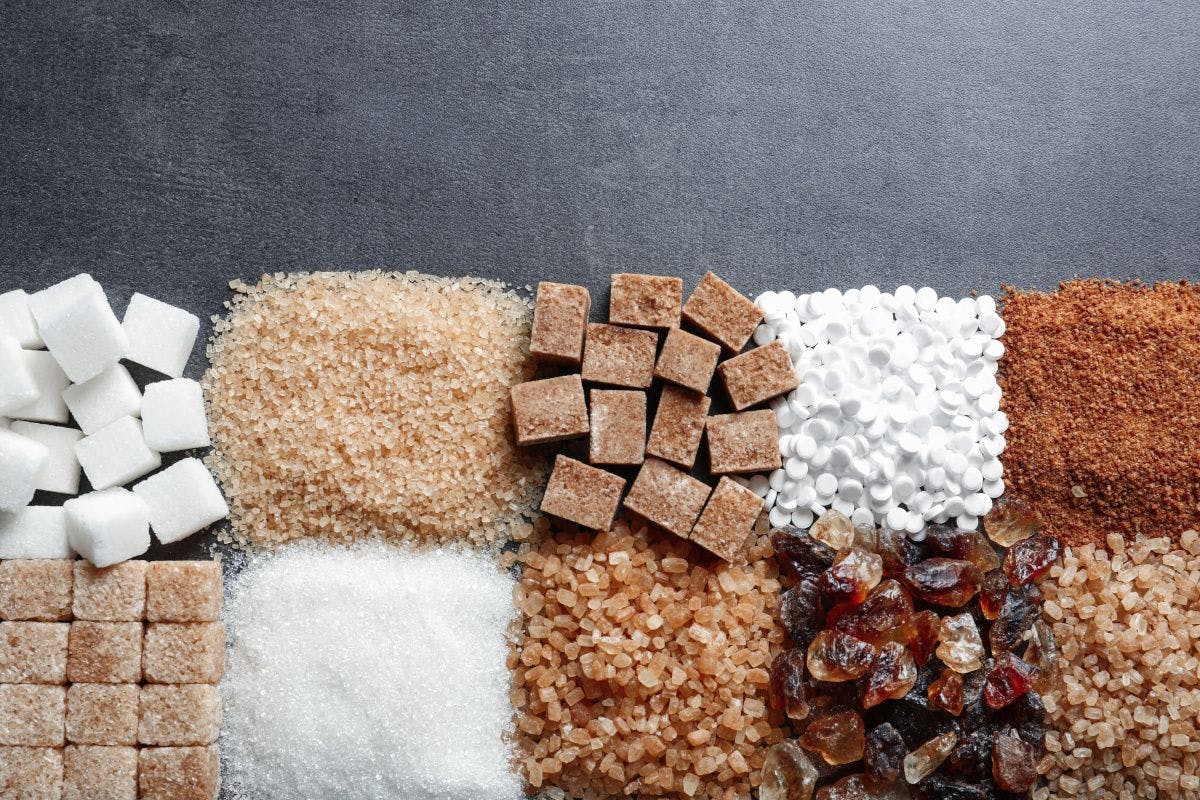 sugar in many forms, organized in squares next to each other