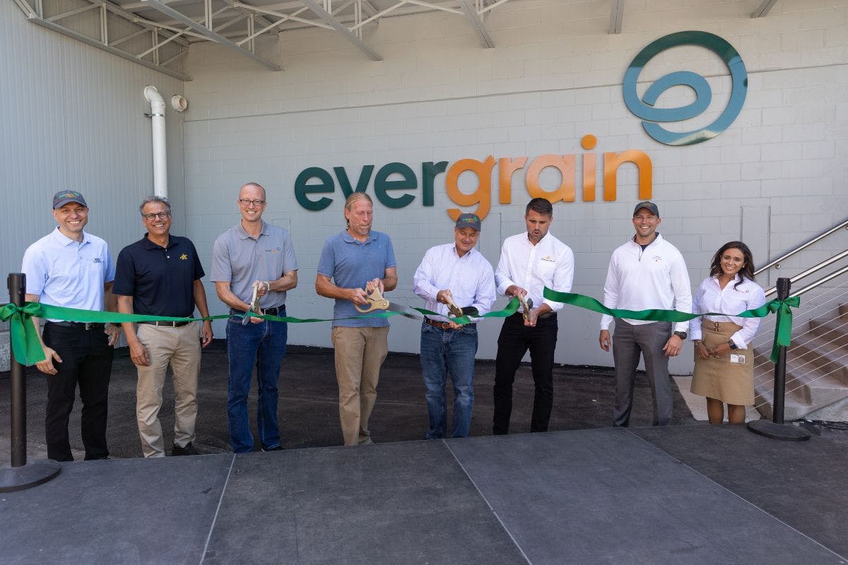Ribbon cutting of new EverGrain facility on the Anheuser-Busch campus. Image courtesy of EverGrain