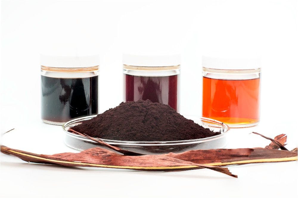 Red sorghum leaf, extract, and solution. Image courtesy of RedLead Biologics.