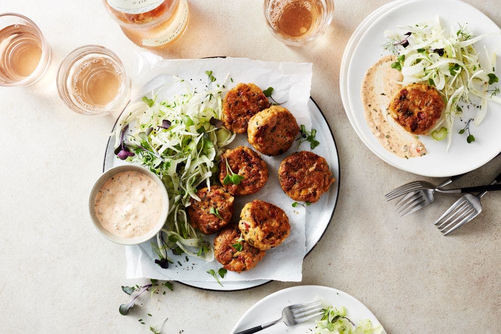 Plant-based crab-free cakes. Photo from Gathered Foods.