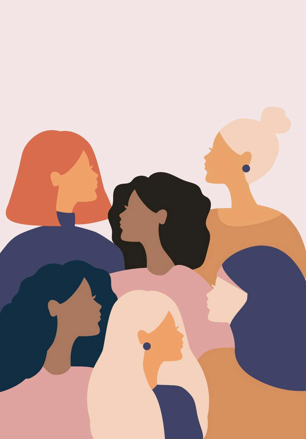illustration of diverse group of women in silhouette