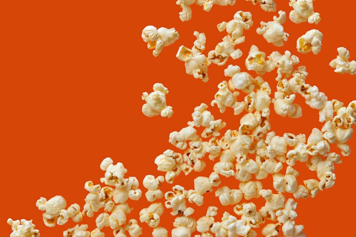 popcorn on orange background
