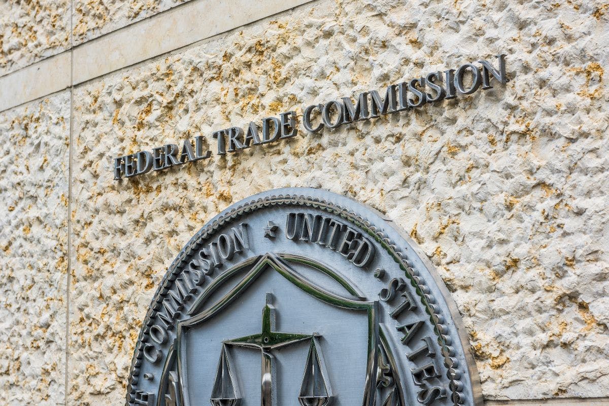 Washington DC, USA - July 3, 2017: Federal Trade Commission seal, sign and logo in downtown