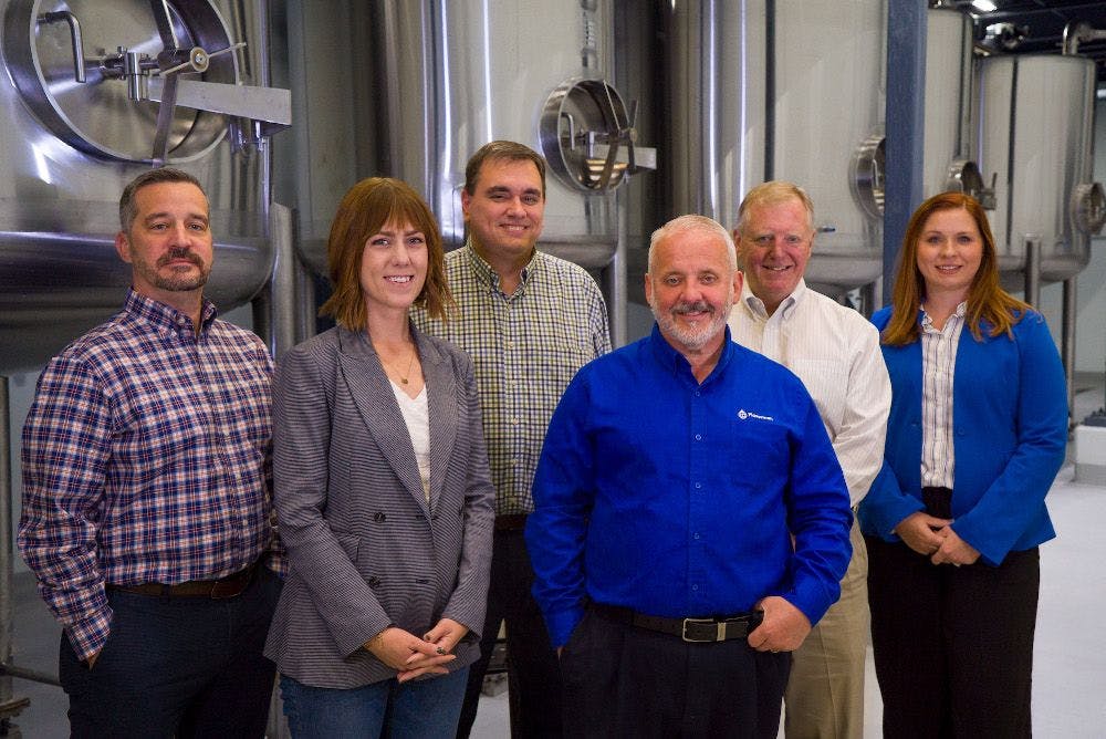 Photo from Flavorman. From left to right: Scott Weddle, CEO; Kristen Wemer, chief technical officer; Jonathan Wood, COO; David Dafoe, chief commercial officer; Peter Eberle, chief strategy officer; and Holly Cropper, chief financial officer.
