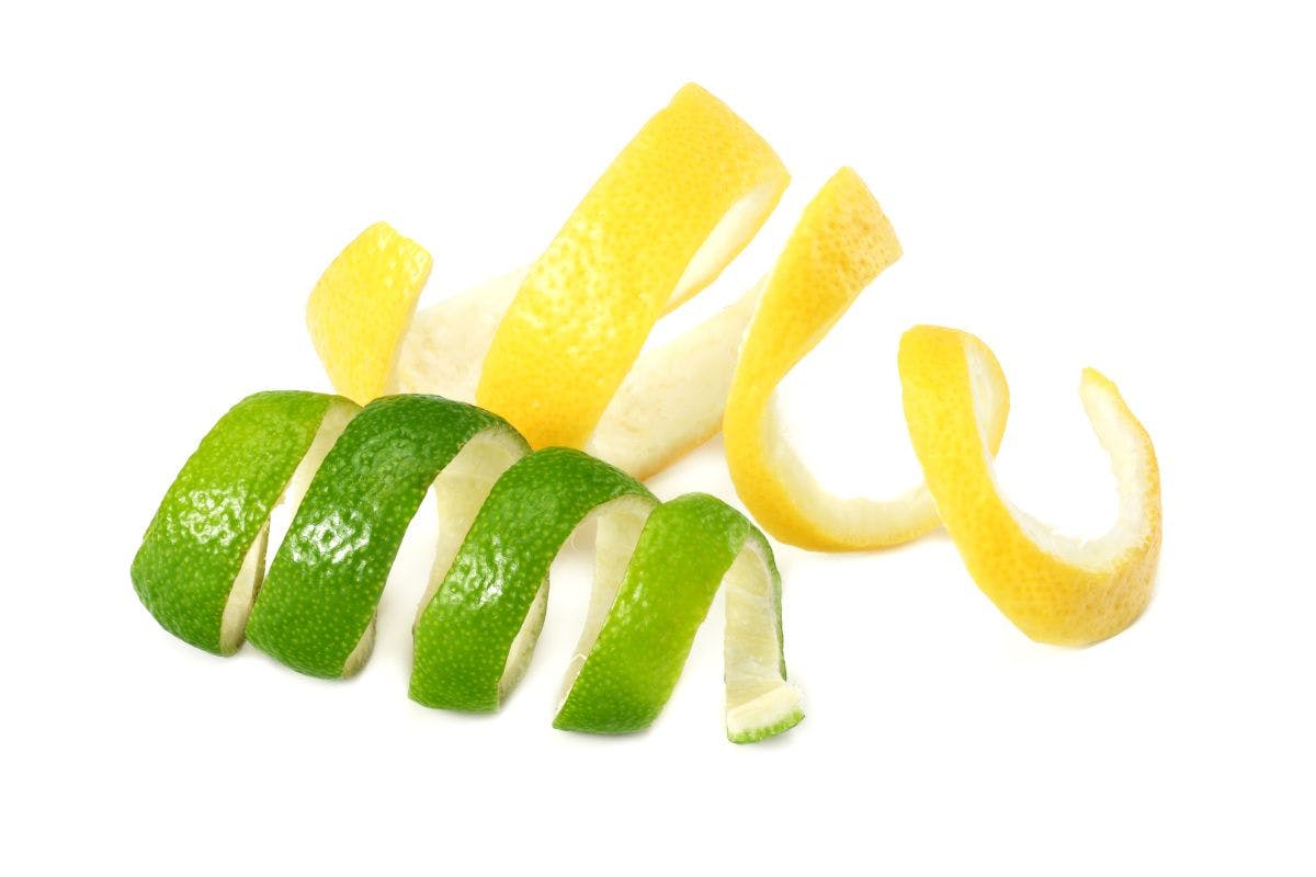 spiral cut lemon and lime peels