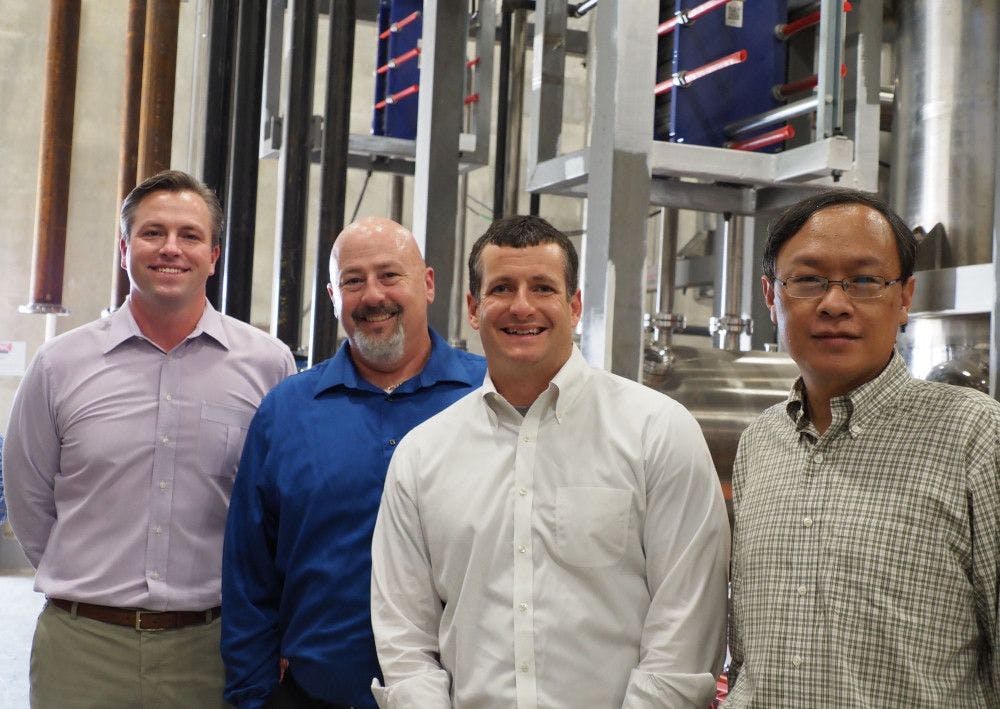 Photo credit: HempRise’s facility tour in Jeffersonville, IN, in September 2021. From left to right: Midwest Hemp Council President Justin Swanson, HempRise Production Manager Chris Smith, U.S. Congressman Trey Hollingsworth (R-IN), and HempRise’s General Manager and CEO Zheng Yang. Photo from HempRise.