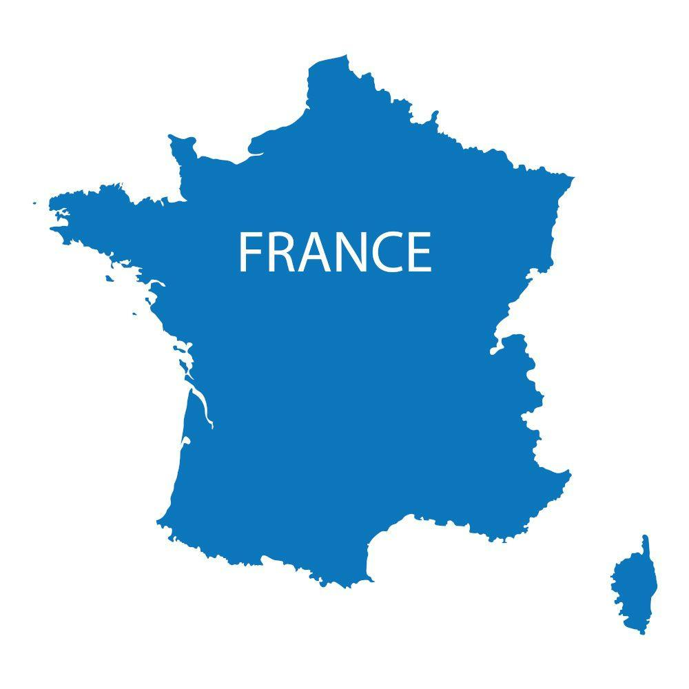 French map in blue