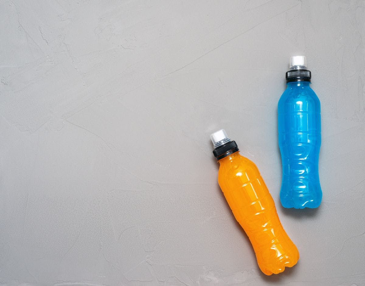 sports beverages blue and orange in color